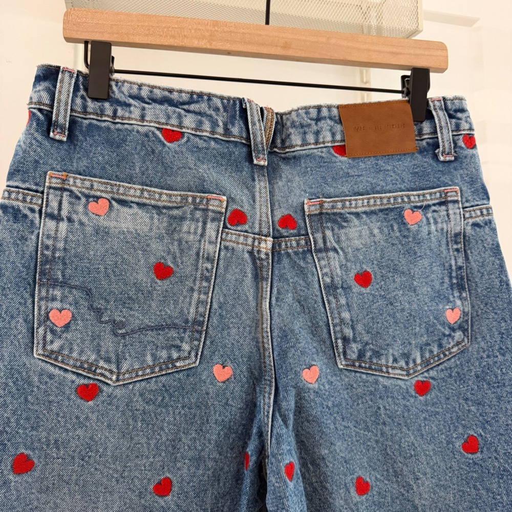 We The Free Deep Trance Embroidered Dropped Boyfriend Jeans Heart Blue Bo 28ho - Picture 6 of 9